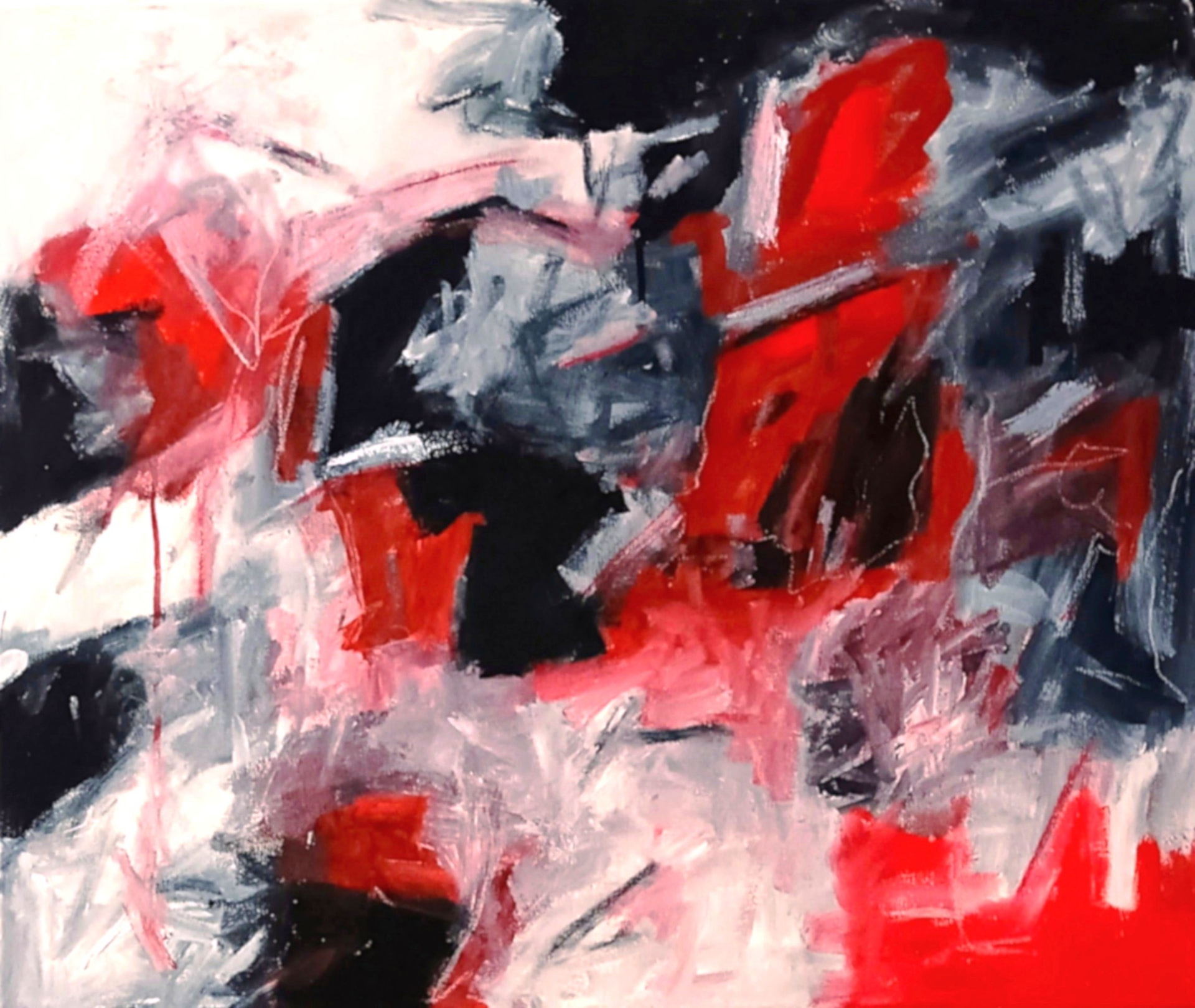 Expressive Komposition in Rot, Schwarz und Rosa